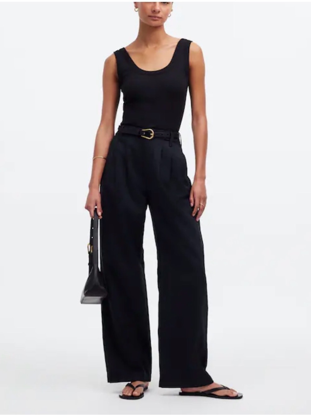 Madewell Black Wide-Leg Dress Trousers